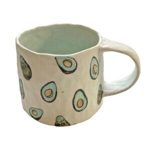 Mary Drabik Porcelain Avocado Mug Coffee Cup Studio Art Pottery Signed NEW